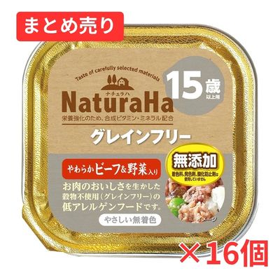 【賞味期限2027年8月31日】ナチュラハ グレインフリー やわらかビーフ&野菜入り 15歳以上 100g×16個まとめ売り