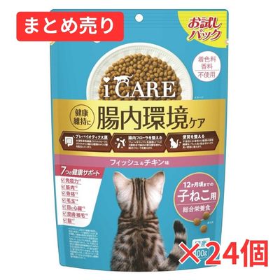 【賞味期限2027年5月31日】i CARE 子ねこ用 フィッシュ＆チキン味 100g×24個まとめ売り