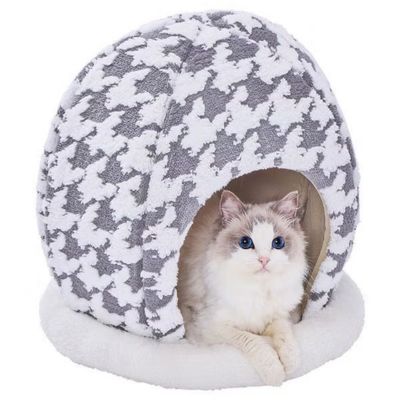犬猫用ベッド あったかくつろぎベッド ハットドーム アッシュグレイ